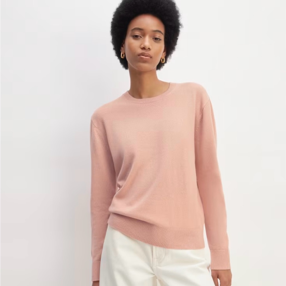 EVERLANE Pink Cashmere Crewneck Sweater, Size S